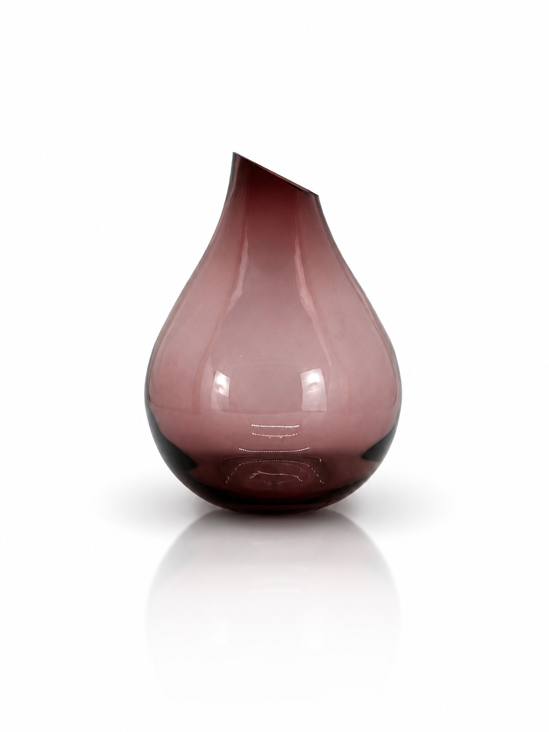 Plum teardrop slant-cut vase